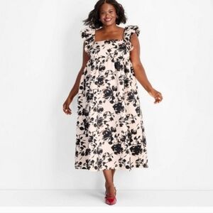 Floral Black and Cream Women's Dress